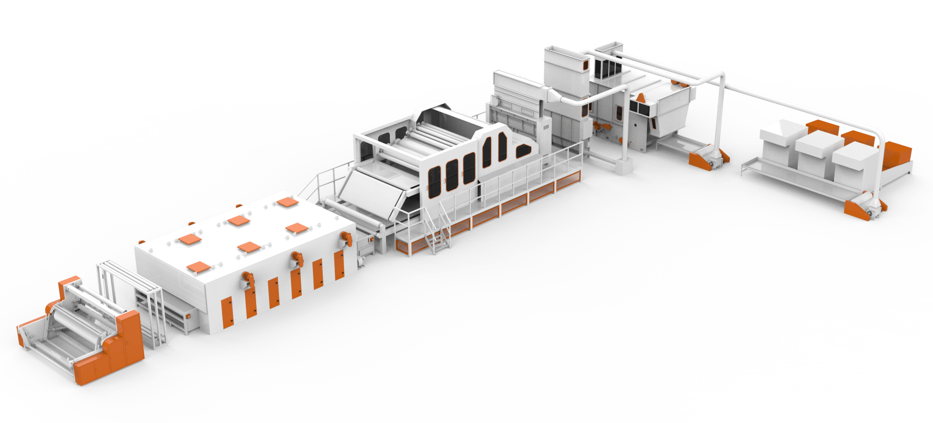 Single carding hot air through production line AZX Single Carding Hot Air Through Production Line